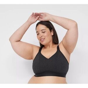Cacique Stretch Lace Bralette Womens 18/20 Black Wireless Adjustable Strap